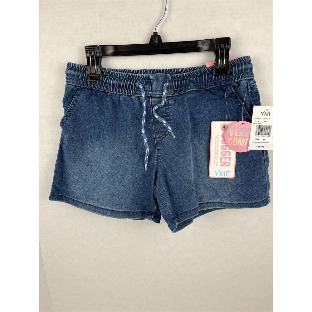 YMI Denim Jogger Shorts Girls Size Medium Blue Advanced Stretch Pockets - Picture 1 of 10